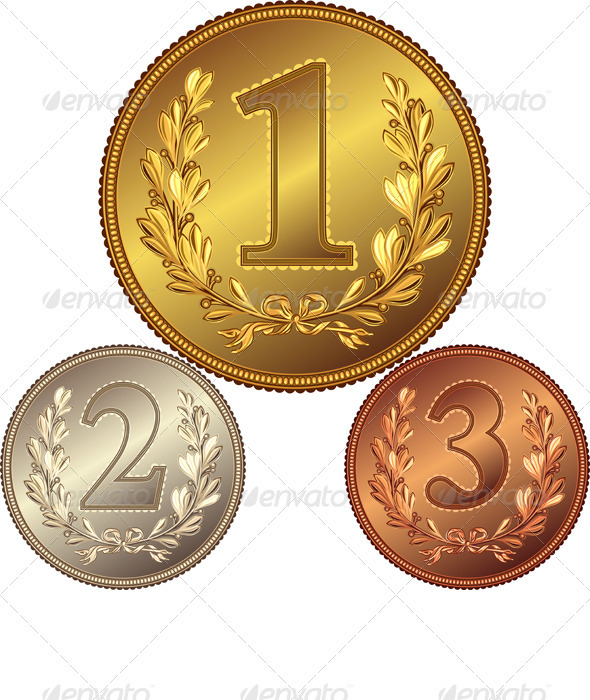 590x700 Vector Set Of Gold, Silver And Bronze Medals By Kavalenkava