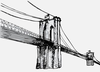 333x240 Hand Drawn Brooklyn Bridge