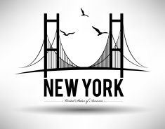 235x184 Illustration Of Brooklyn Bridge In New York City Vector Art