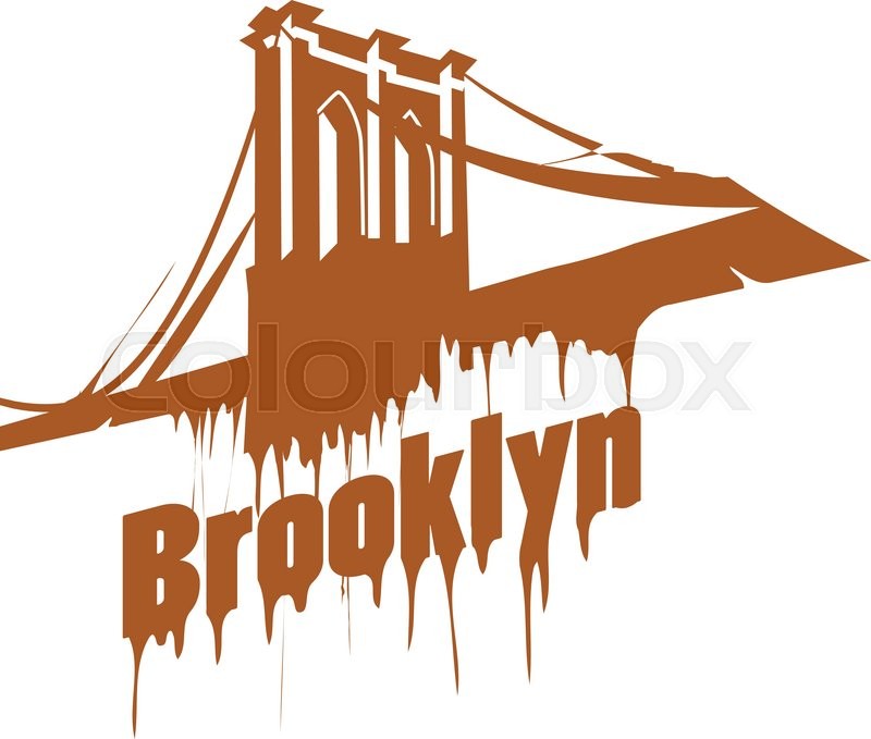 800x679 New York Brooklyn Bridge Design Emblem. Graffiti Style Stock