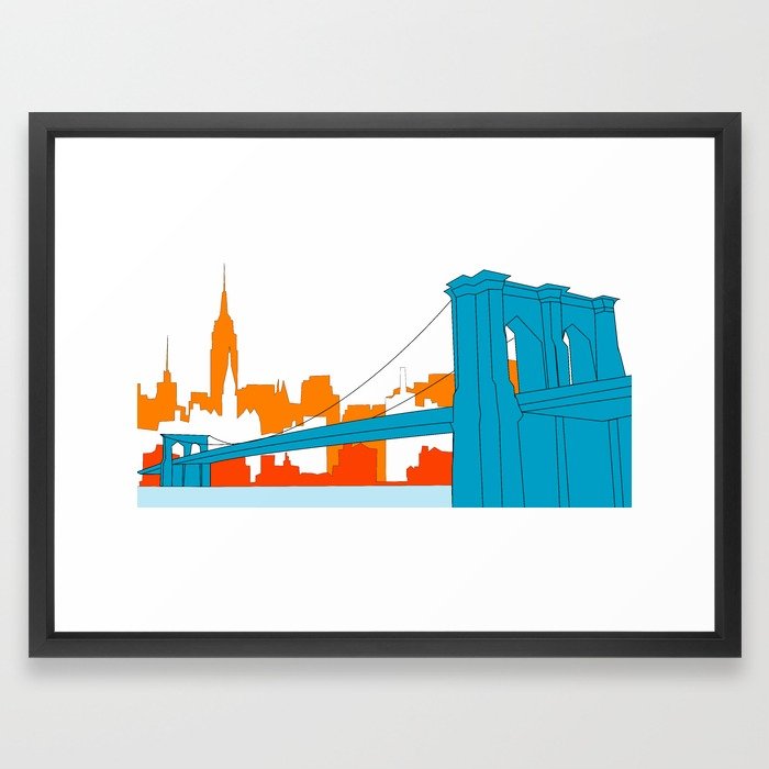 700x700 Brooklyn Bridge Vector Framed Art Print By Cwilwol Society6