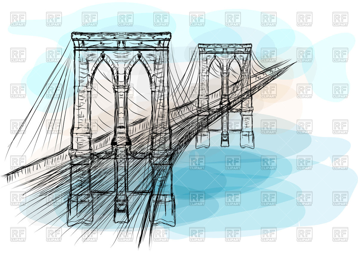 1200x846 Brooklyn Bridge, New York Vector Image Vector Artwork Of