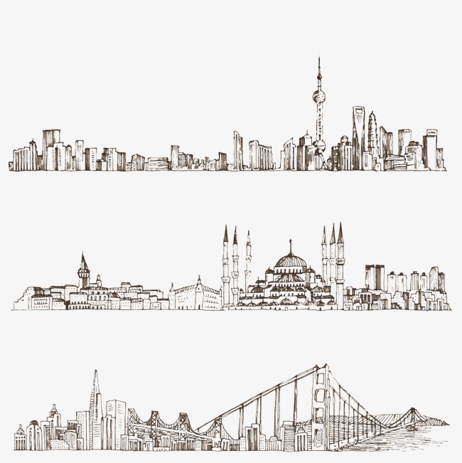 650x651 Hand Painted City Banner Vector Material, Shanghai, City, Brooklyn
