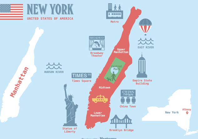 632x443 Free Manhattan Map Vector Illustration Free Vector Download 412499