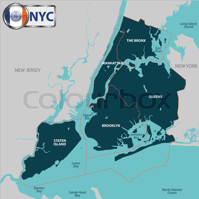 800x800 Vector Map Of Boroughs Of New York City Stock Vector Colourbox
