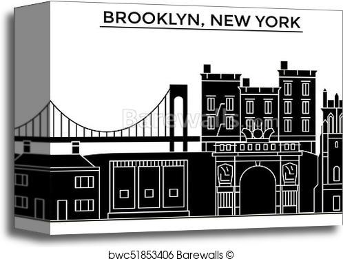 498x379 Canvas Print Of Usa, Brooklyn, New York Architecture Vector City