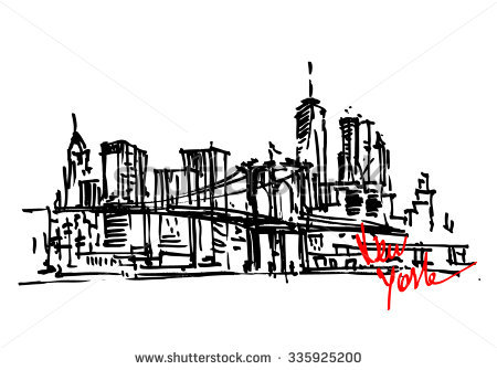 450x335 Collection Of Brooklyn Cityscape Drawing High Quality, Free