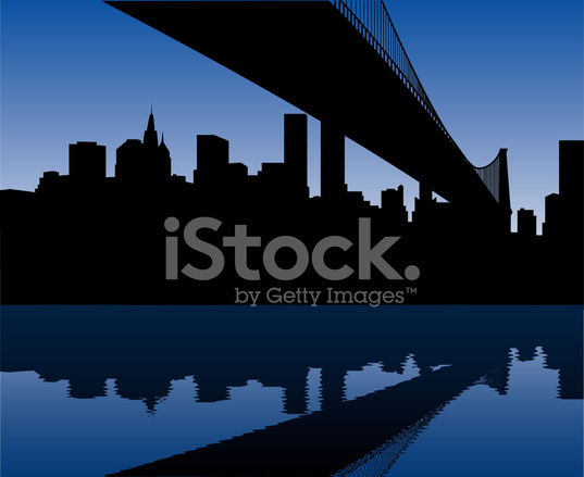 537x439 Manhattan Skyline And Brooklyn Bridge Stock Vector