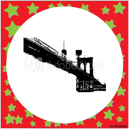 500x500 Black 8 Bit Brooklyn Bridge Vector Illustration Isolated On White