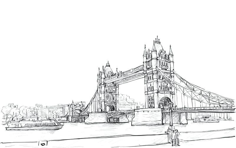 800x503 Bridge Drawing Stock Vector Of Sketch Tower Illustration Brooklyn