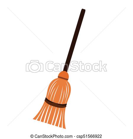 450x470 Isolated Witch Broom On A White Background, Vector Illustration.