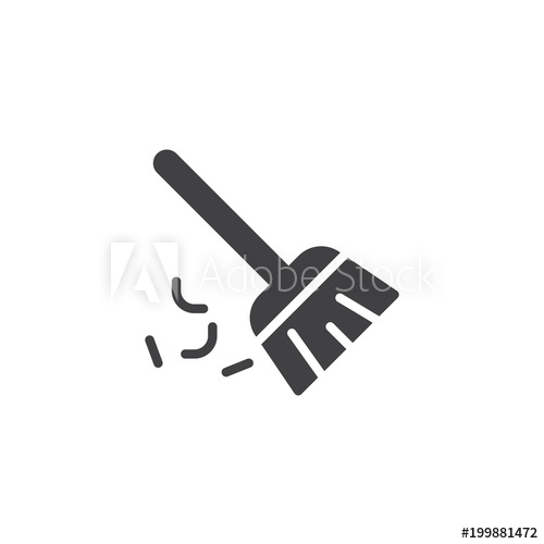 500x500 Sweeping Broom Vector Icon. Filled Flat Sign For Mobile Concept