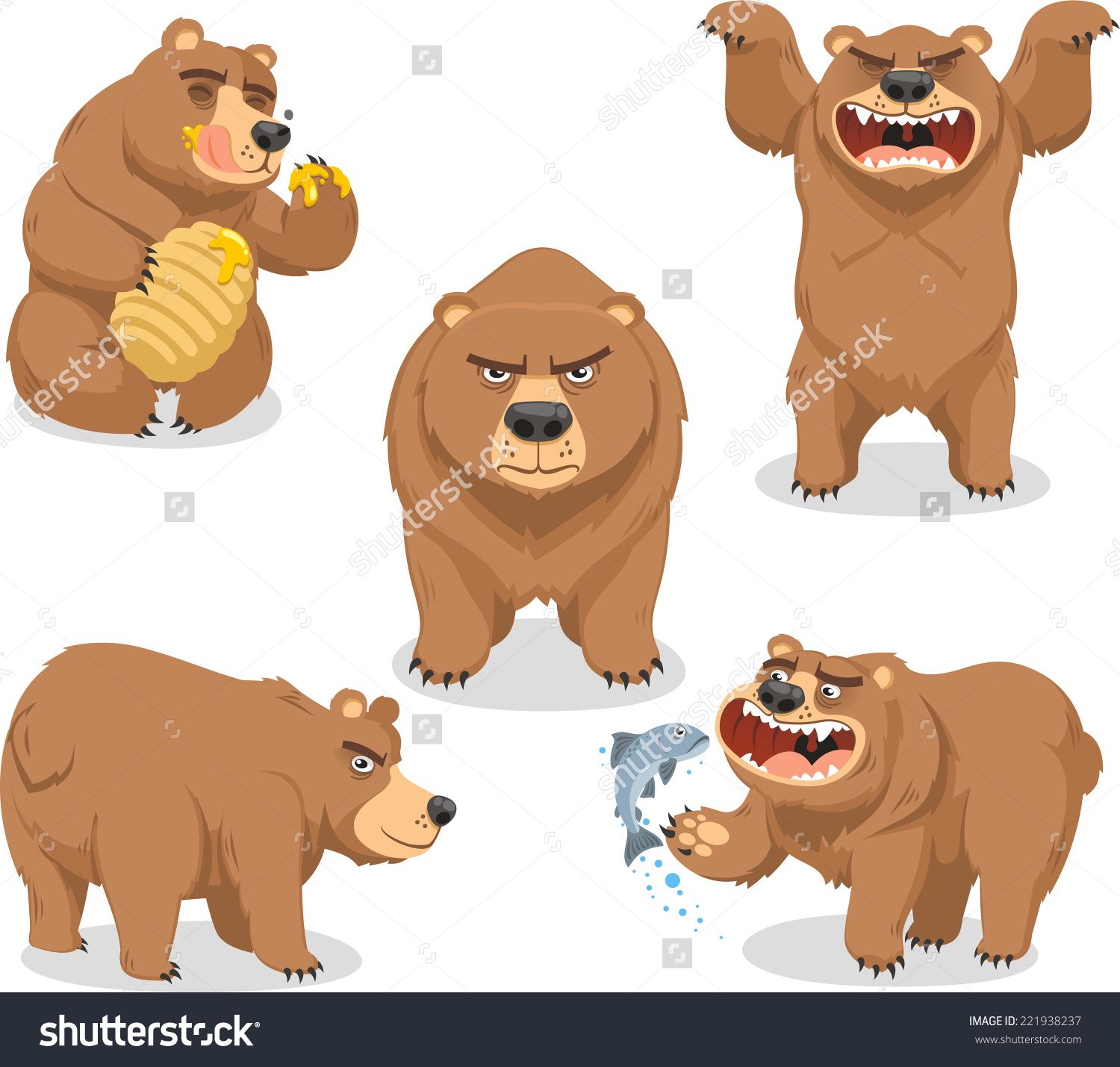 1500x1429 Grizzly Brown Bear Vector Illustration, With Bear In Five