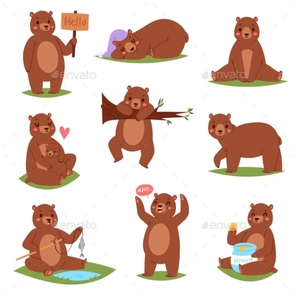 590x590 Bear Vector Set By Pantimetrok Graphicriver