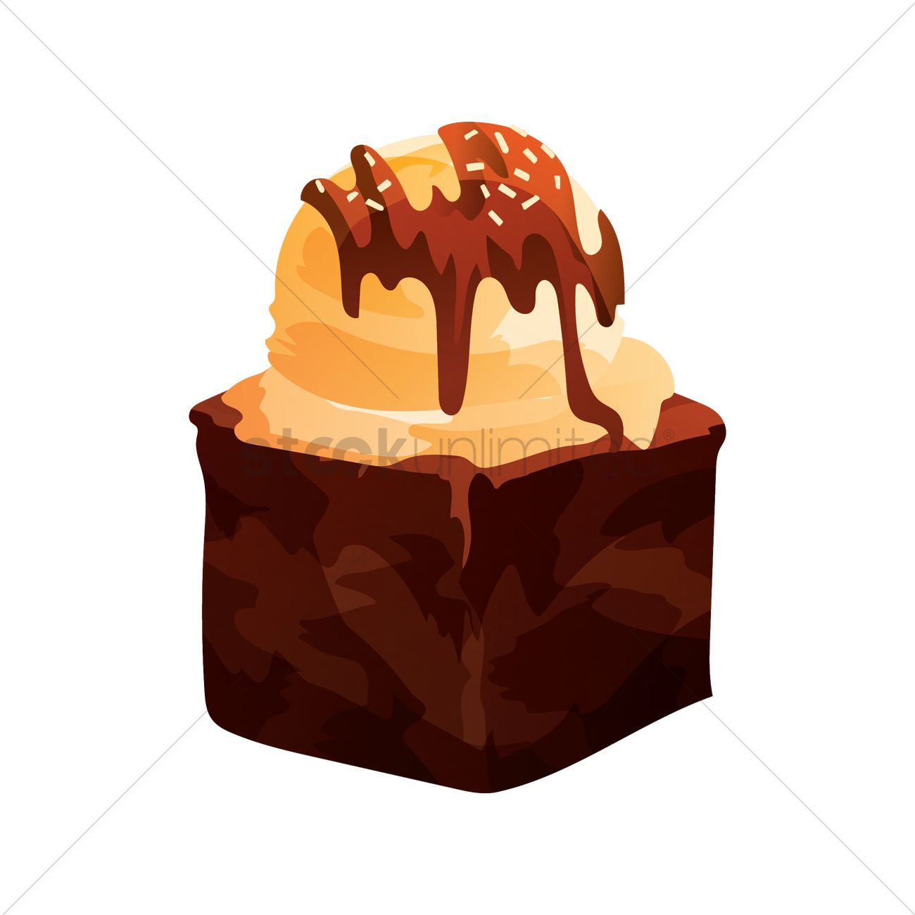 1300x1300 Brownie With Ice Cream Vector Image