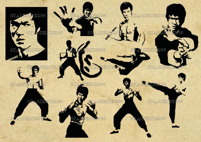 642x454 Digital Svg Png Jpg Bruce Lee Silhouette Vector Clipart Etsy