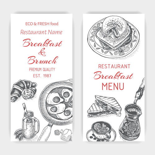 500x500 Breakfast With Brunch Menu Card Template Vector 02 Free Download