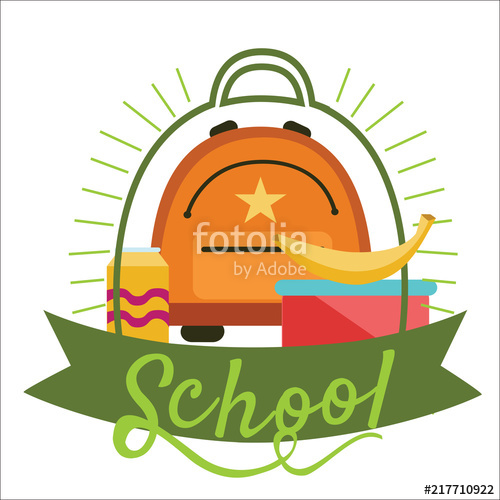 500x500 School Lunchtime Poster Schoolbag Lunchbox Banana Schoolbag