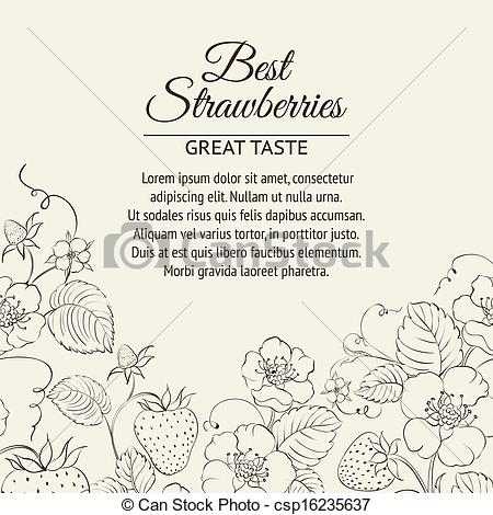 450x470 Strawberries Brunch Over Sepia Background. Vector Illustration.