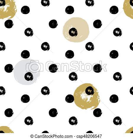 450x470 Ink And Brush Hand Drawn Seamless Doodle Design With Polka... Eps