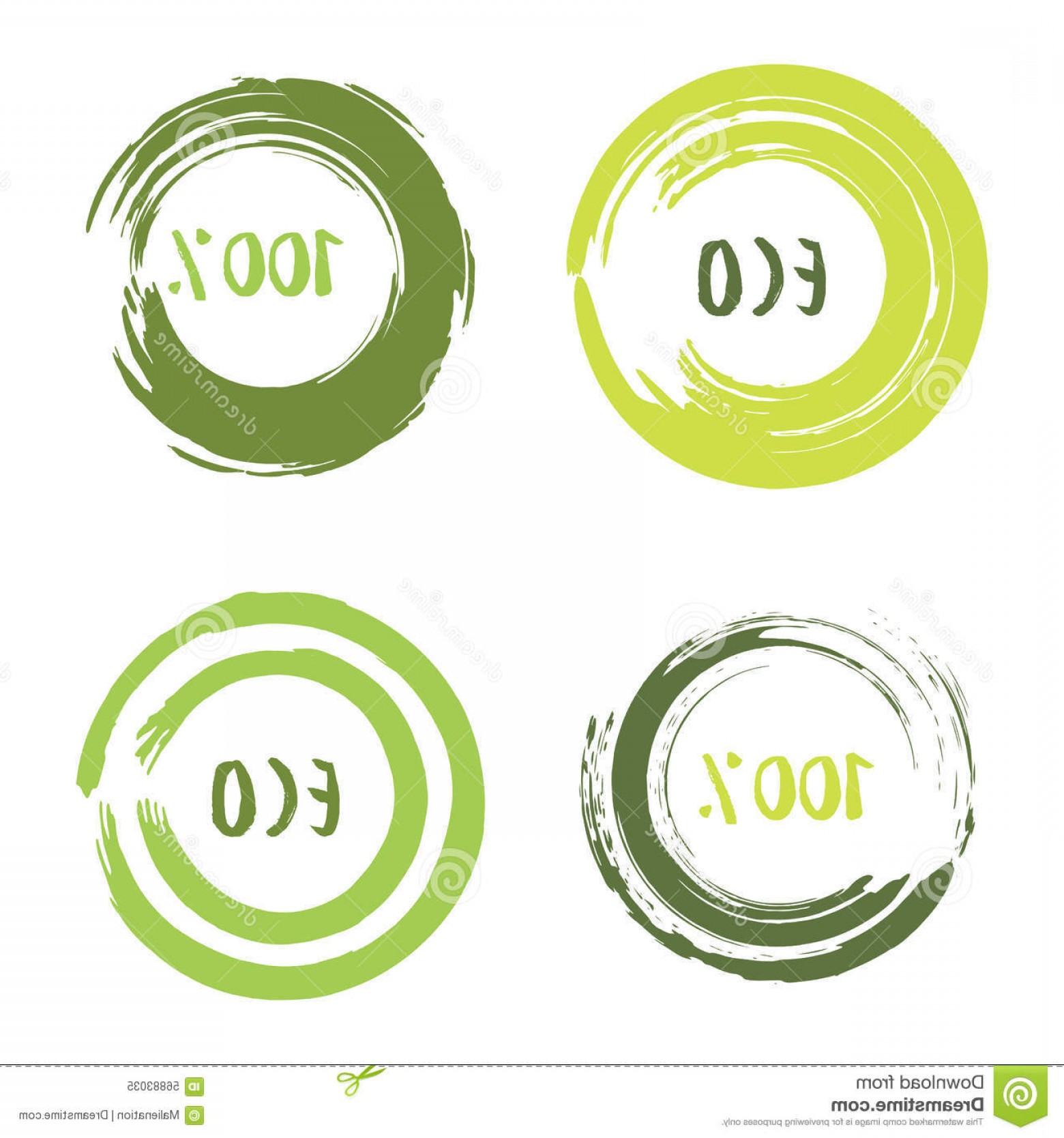 1560x1668 Stock Illustration Green Vector Set Circle Brush Strokes Frames