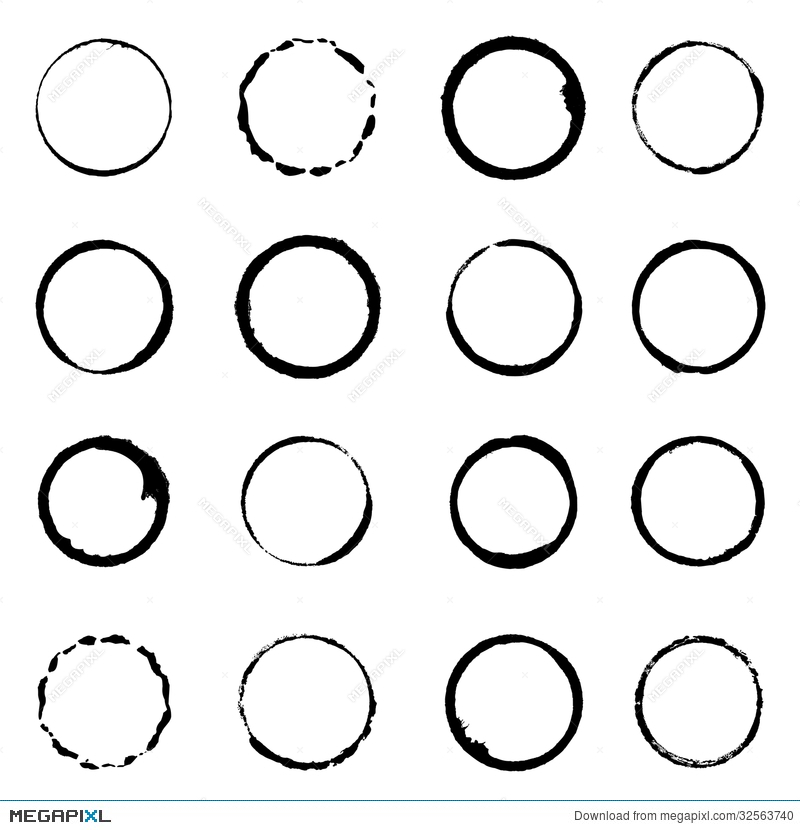 800x830 Vector Set Grunge Circle Brush Strokes Illustration 32563740