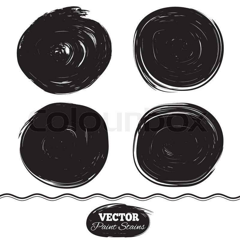 800x800 Black Paint Spots Vector Set Ink Brush Circle Set Stock Vector