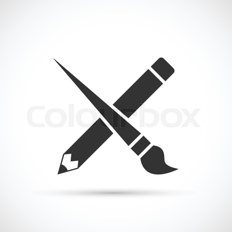 800x800 Crossed Pencil With Paint Brush Icon Stock Vector Colourbox