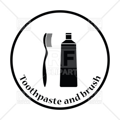 400x400 Thin Circle Design Of Toothpaste And Brush Icon Vector Image