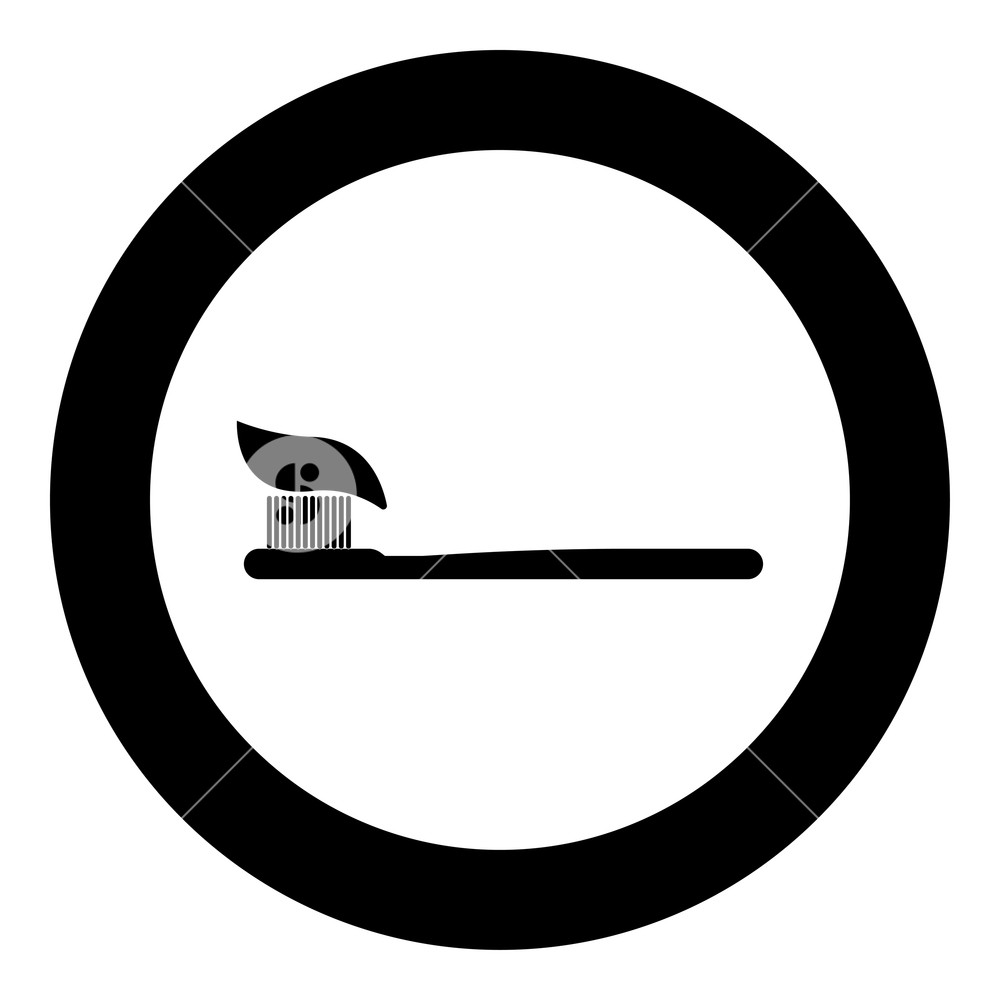 1000x1000 Tooth Paste And Brush Icon Black Color In Circle Vector