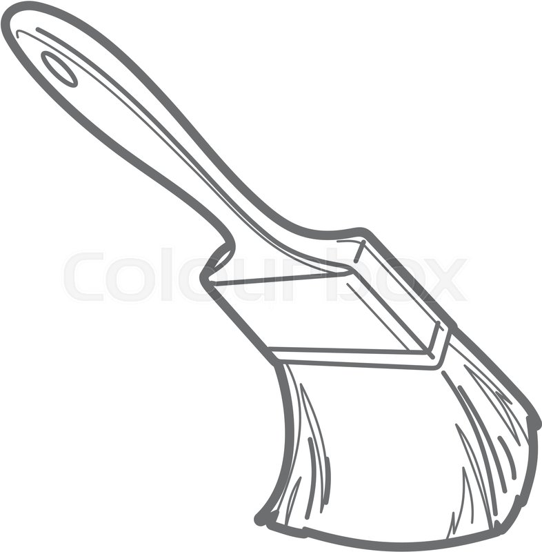 786x800 Vector Outline Illustration With A Paint Brush Stock Vector