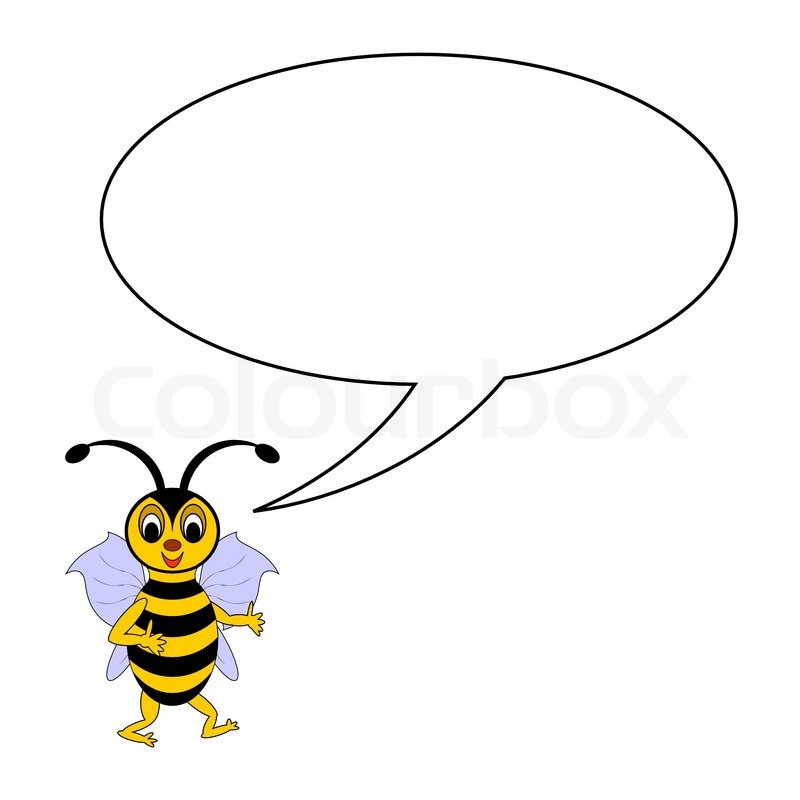 800x800 A Funny Cartoon Bee With A Talking Bubble. Vector Art Illustration