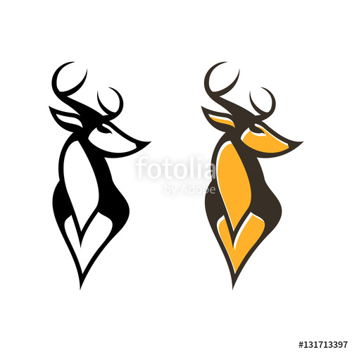 500x500 Deer Horned Buck Head Vector Vintage Logo Illustration Stock