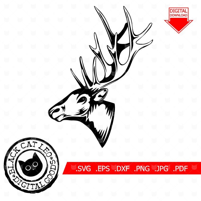850x850 Deer Head Svg Elk Head Vector Clip Art T Shirt Design Hunting Etsy