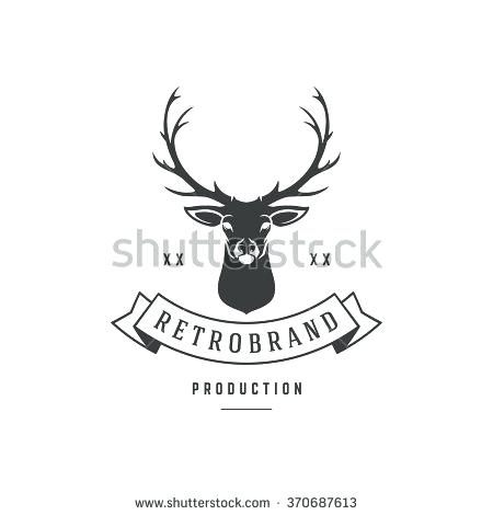 450x470 Hunting Club Logo Template Deer Head And Horns Silhouette Isolated