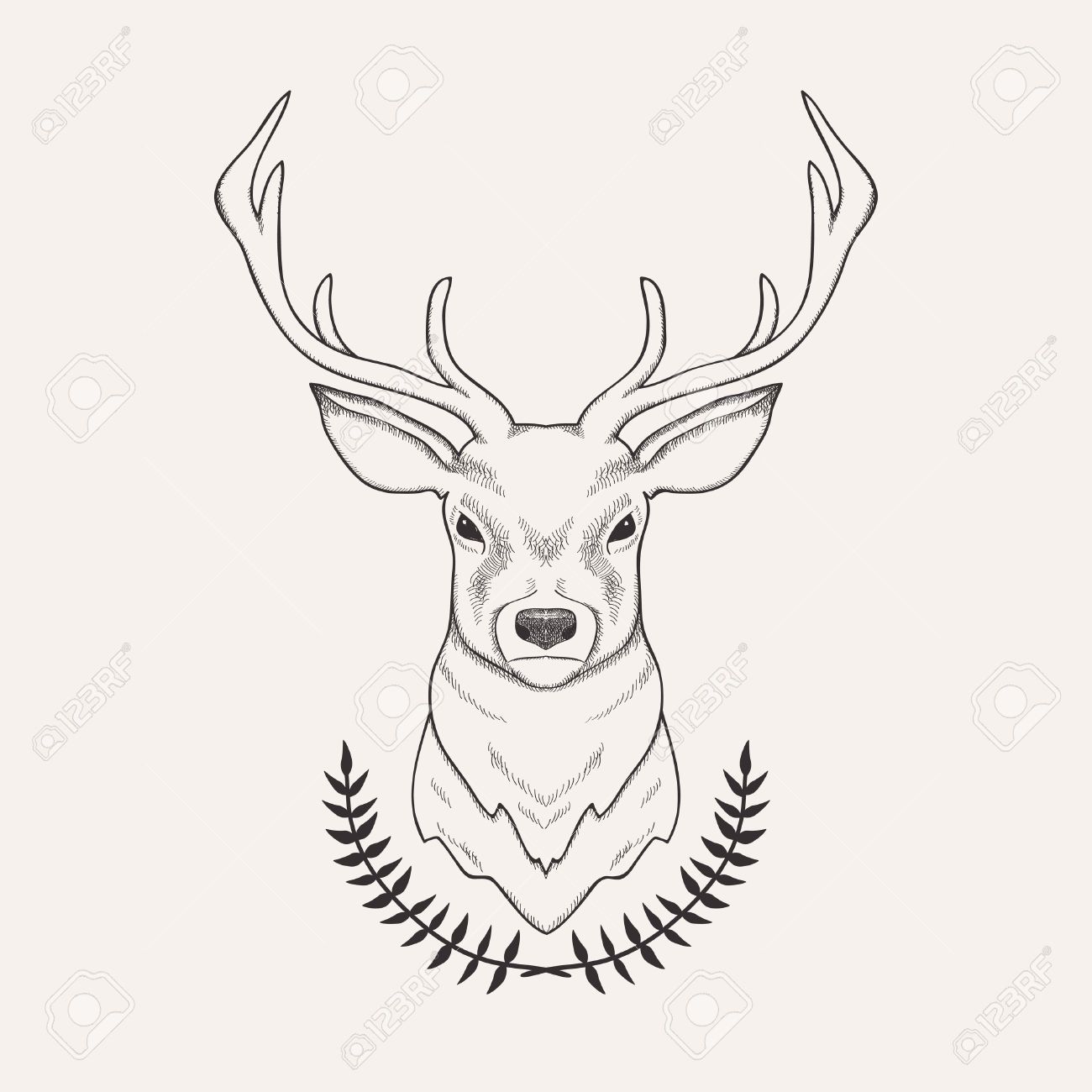 1300x1300 Vector Hand Drawn Illustration Of Deer And Laurel Tattoo Ideas