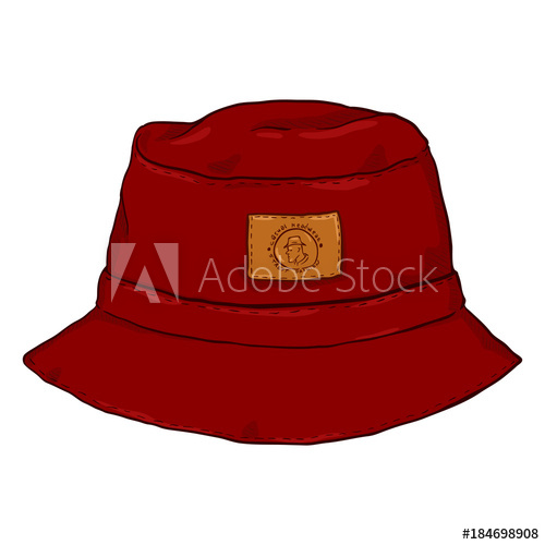 500x500 Vector Single Red Cartoon Bucket Hat. Front View.