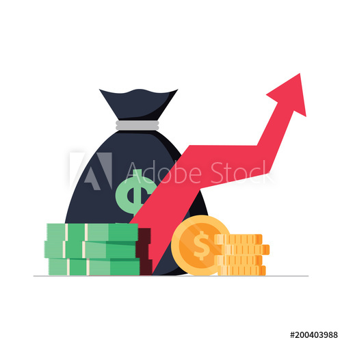 500x500 Profit Money Or Budget Vector Illustration, Flat Cartoon Pile Of