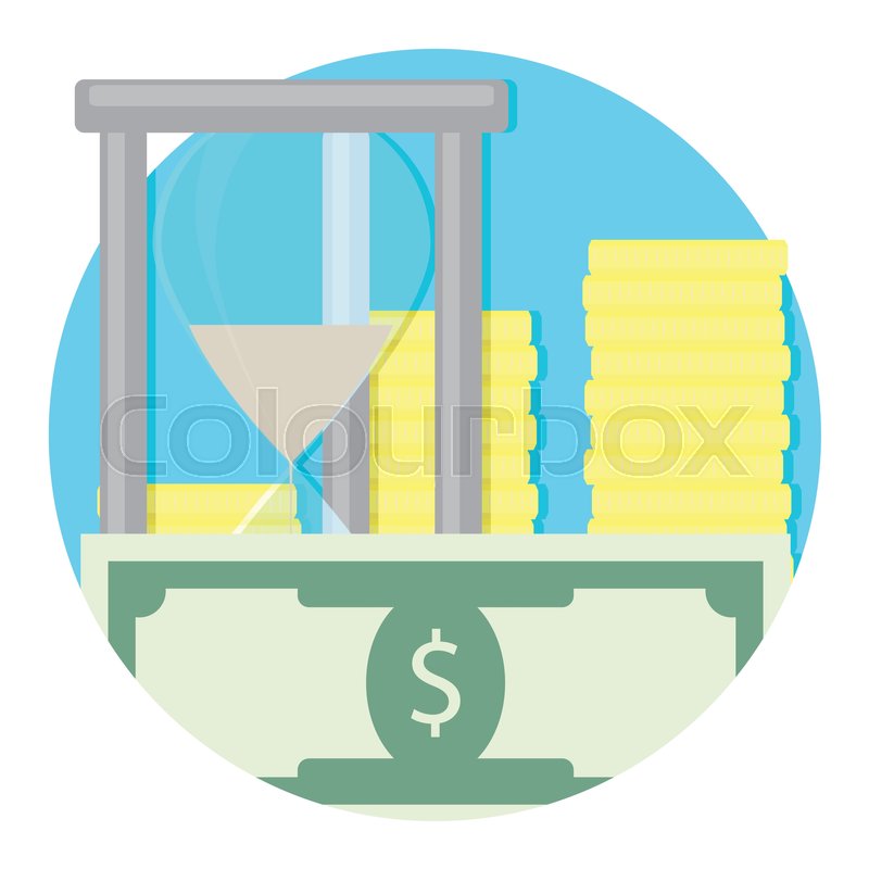 800x800 Time And Money Icon. Salary Banknote, Budget Vector Illustration
