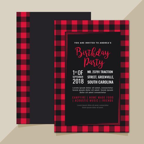 490x490 Vector Invitation With Buffalo Plaid Pattern