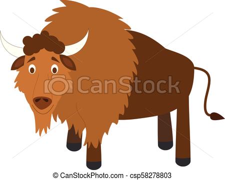 450x361 Cute Cartoon Buffalo Vector Illustration.