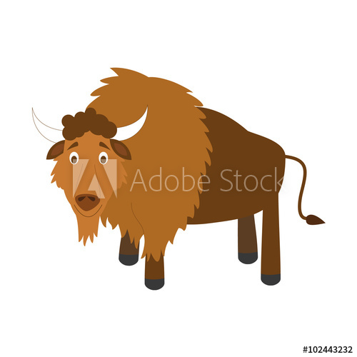 500x500 Cute Cartoon Buffalo Vector Illustration
