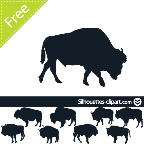 500x500 Buffalo Vector Silhouette Silhouettes Clipart Silhouettes