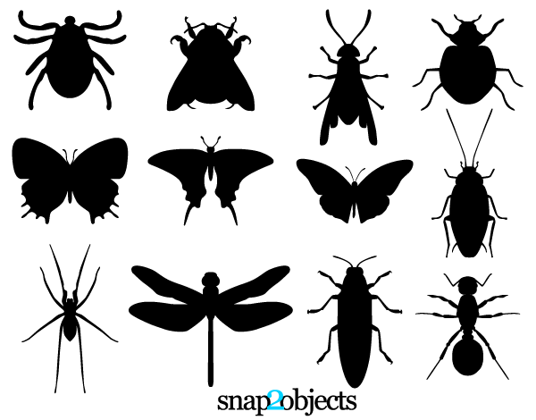 600x470 Free Vector Insect Silhouettes 123freevectors