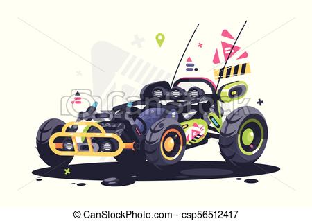 450x319 Racing Car Buggy. Powerful And Fast Sports Auto. Vector Illustration.