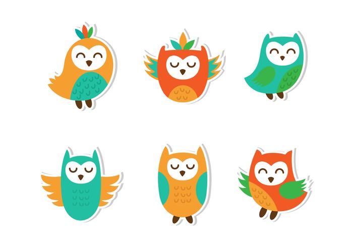 700x490 Colorful Buho Vector Set