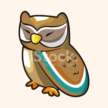 440x440 Buho De La Historieta Tema Elementos Vector, Eps Stock Vector