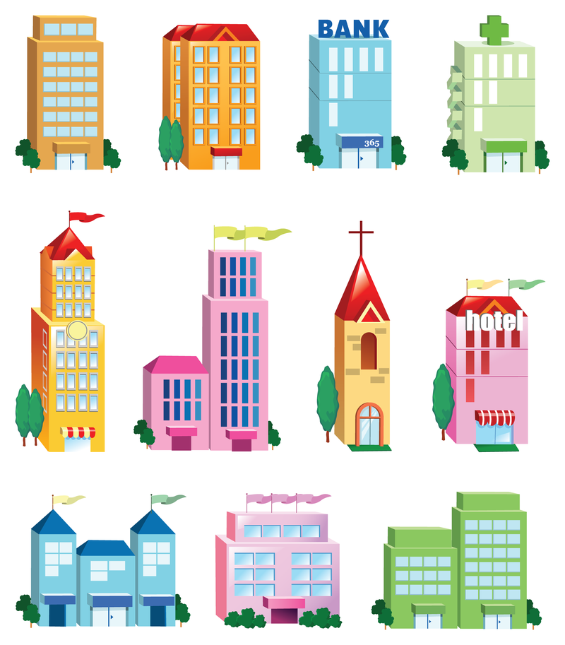 800x913 Vector Building Icon Set
