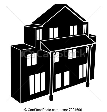 450x470 Isolated Building Silhouette. Isolated Silhouette Of A Building