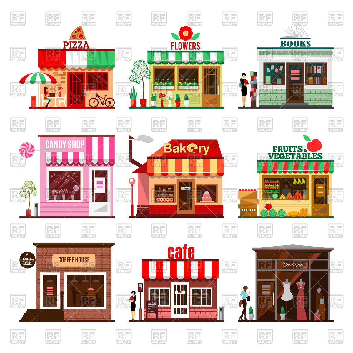 1200x1200 Set Of Flat Design City Public Buildings Vector Image Vector